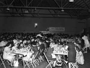 Families and Friends gathered and eating at 3rd Annual Ohio-Penn Ukrainian Bowling Tournament