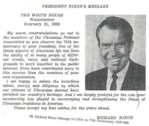 Print Clipping of US President Nixon Congratulating the UNA on its 75th Anniversary